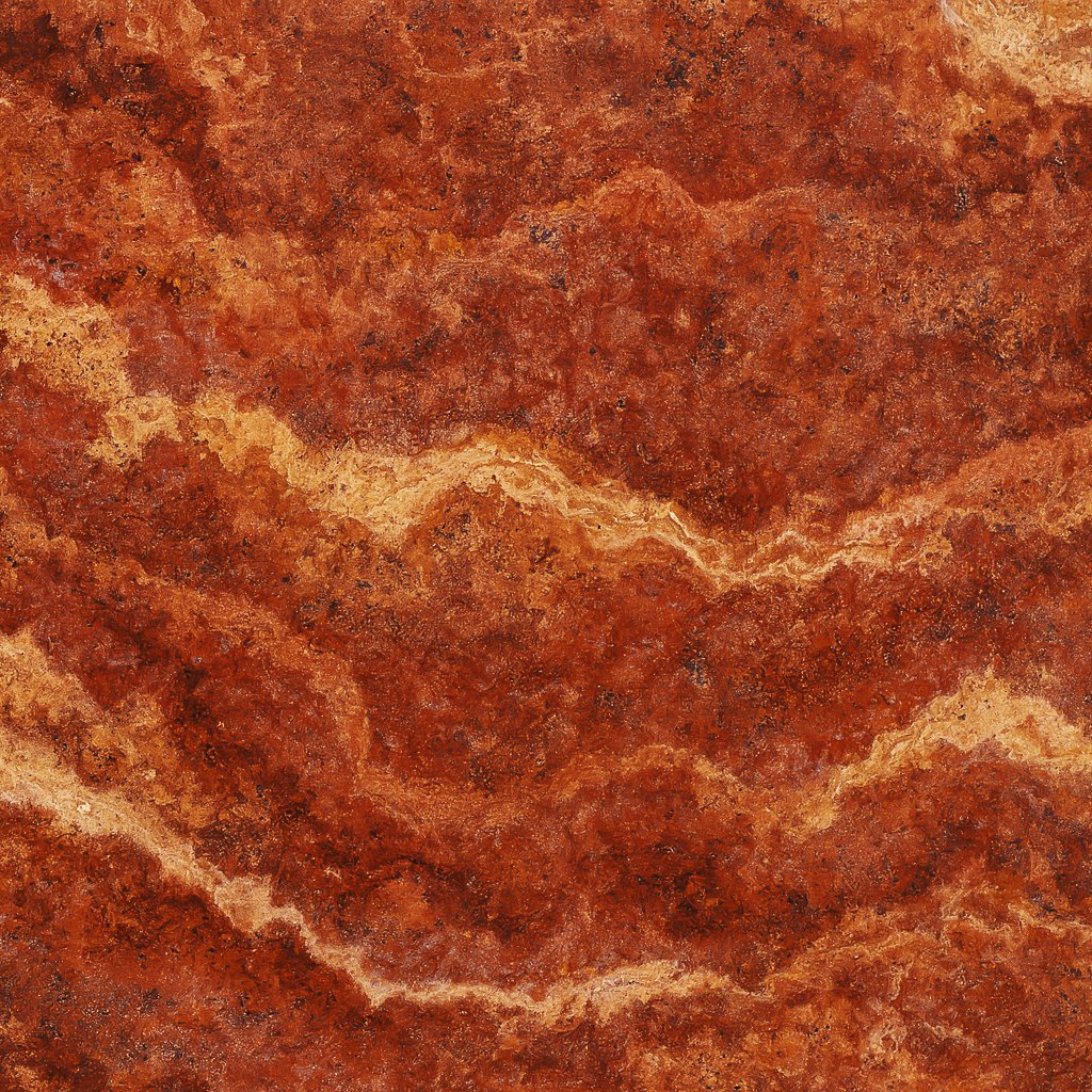Textura de Mármol Travertino Rojo con vetas intensas, distribuido por Recubrimientos Naturales en Cancún para proyectos en toda la Riviera Maya.