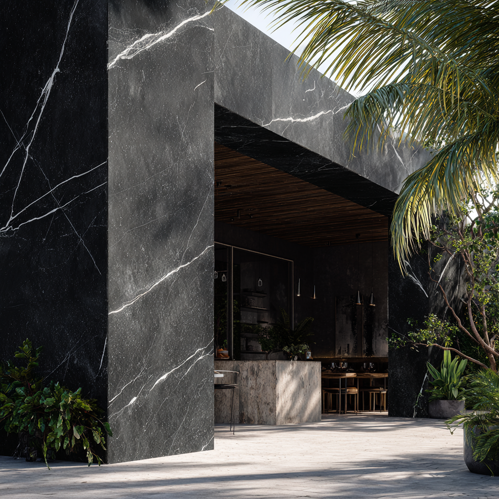 Mármol Negro Querétaro de Recubrimientos Naturales, distribuido en Cancún y la Riviera Maya.