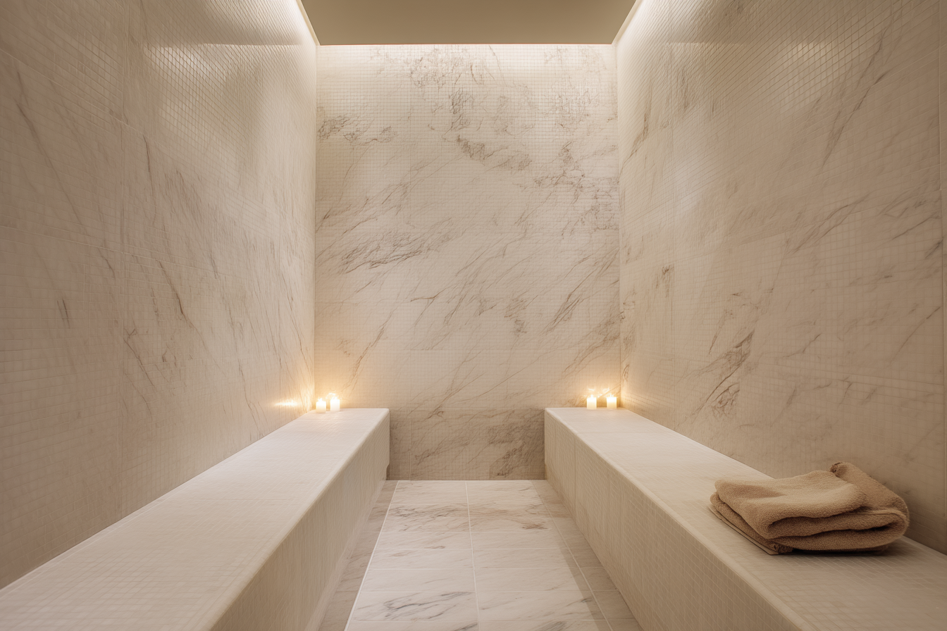 Spa estilo hammam con mármol Bellagio en la Riviera Maya